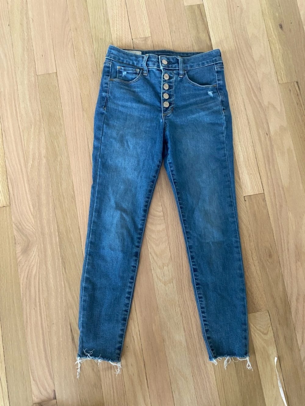 GAP Dark Blue High-Rise Skinny Jeans with Button-Fly